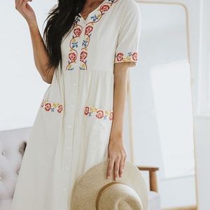 Embroidered Midi Dress
